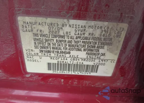 2009 Nissan Sentra 2.0S из США, поврежденный, VIN 3N1AB61E19L694549